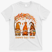 Happy Fall Y'all Gnome Autumn Gnomes Pumpkin Spice Season T-Shirt - White