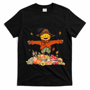 Happy Fall Yall Scarecrow Pumpkin Thanksgiving Halloween T-Shirt - Black