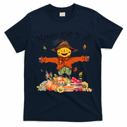 Happy Fall Yall Scarecrow Pumpkin Thanksgiving Halloween T-Shirt - Navy Blue