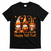 Happy Fall YAll Gnome Pumpkin Autumn Thanksgiving T-Shirt - Black