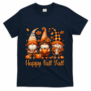 Happy Fall YAll Gnome Pumpkin Autumn Thanksgiving T-Shirt - Navy