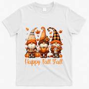 Happy Fall YAll Gnome Pumpkin Autumn Thanksgiving T-Shirt - White
