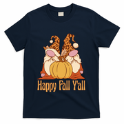 Happy Fall Y'all Gnome Cute Pumpkin T-Shirt - Navy