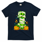 Halloween Gamer Pixel Monster Mummy Costume T-Shirt - Navy Blue
