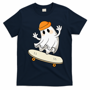 Halloween Ghost Skateboard Halloween Skateboarding T-Shirt - Navy Blue