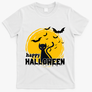 Happy Halloween Black Cat Spooky T-Shirt - White