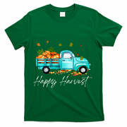 Happy Harvest Fall Season Pumpkin Truck Thanksgiving Vintage T-Shirt - Green
