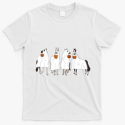 Halloween Horse Ghost Boo Cowboy Western Spooky Season T-Shirt - White
