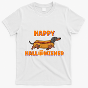 Happy Hallowiener Halloween Dachshund In Hot Dog Costume Tee T-Shirt - White