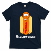 Hilarious Halloween Hot Dog Costume Party Outfit T-Shirt - Navy Blue