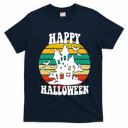 Happy Halloween Hunted House Vintage T-Shirt - Navy Blue