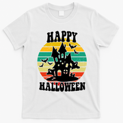 Happy Halloween Hunted House Vintage T-Shirt - White