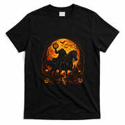 Headless Horseman Riding Pumpkin Halloween T-Shirt - Black