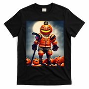 Halloween Hockey Season Pumpkin Player T-Shirt - Black