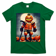 Halloween Hockey Season Pumpkin Player T-Shirt - Irish Green