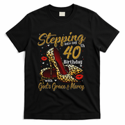 High Heels Stepping Into My 40th Birthday 40 And Fabulous T-Shirt - Black