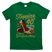 High Heels Stepping Into My 40th Birthday 40 And Fabulous T-Shirt - Green