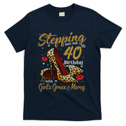 High Heels Stepping Into My 40th Birthday 40 And Fabulous T-Shirt - Navy