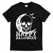 Happy Halloween Skull Moon Spooky T-Shirt - Black