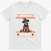 Happy Halloween Ugly Miniature Schnauzer Howloween Pumpkin T-Shirt - White