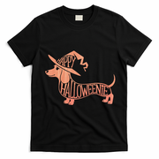 Happy Halloweenie Weiner Dog Cute Dachshund Witch Hat T-Shirt - Black