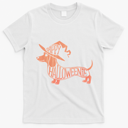 Happy Halloweenie Weiner Dog Cute Dachshund Witch Hat T-Shirt - White