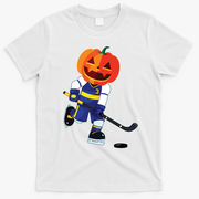 Halloween Ice Hockey Player Pumpkin Head Scary Gift T-Shirt - White