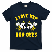 Halloween I Love Her Boo Bees Funny T-Shirt - Navy Blue