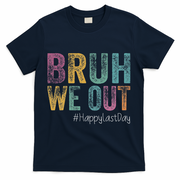 Happy Last Day Of School Bruh We Out Teachers Retro Vintage T-Shirt - Navy