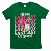 Happy Last Day Of School Coquette Bow Teachers T-Shirt - Green