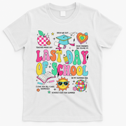 Happy Last Day Of School Teacher Girl Grad Hello Summer T-Shirt - White