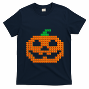 Halloween Master Builder Pumpkin Brick Building Block T-Shirt - Navy Blue
