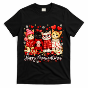 Happy Meowentines Cute Valentine Cat Lovers T-Shirt - Black