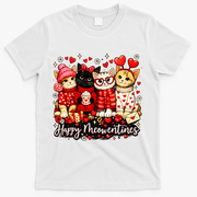 Happy Meowentines Cute Valentine Cat Lovers T-Shirt - White