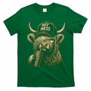 Hot Mess Highland Cow Funny T-Shirt - Irish Green
