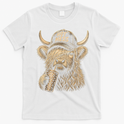 Hot Mess Highland Cow Funny T-Shirt - White