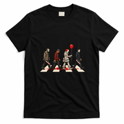 Horror Movie Monsters Crossing The Road T-Shirt - Black