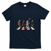 Horror Movie Monsters Crossing The Road T-Shirt - Navy Blue