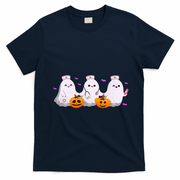 Halloween Nurse Ghosts Boo Crew T-Shirt - Navy Blue