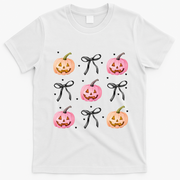 Halloween Pumpkin Black Bows Cute T-Shirt - White