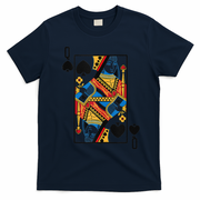 Halloween Playing Card Costume QUEEN Of SPADES T-Shirt - Navy Blue