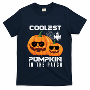 Halloween Pumpkin Coolest Pumpkin In The Patch Vintage Gift T-Shirt - Navy Blue