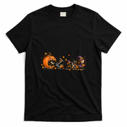 Halloween Pumpkin Eating Witch Ghost Cat Duck Retro T-Shirt - Black