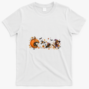 Halloween Pumpkin Eating Witch Ghost Cat Duck Retro T-Shirt - White
