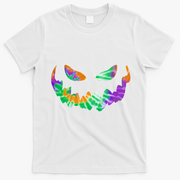 Halloween Pumpkin Green Orange Purple Tie Dye Face T-Shirt - White