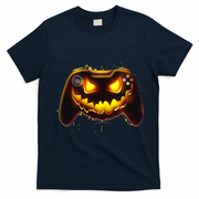 Halloween Pumpkin Jack O Lantern Face Video Game Controller T-Shirt - Navy Blue