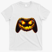 Halloween Pumpkin Jack O Lantern Face Video Game Controller T-Shirt - White