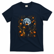 Halloween Pumpkin Jack O Lantern Witch Moonlit T-Shirt - Navy Blue