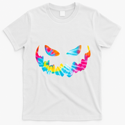 Halloween Pumpkin Pink Yellow Blue Tie Dye Face T-Shirt - White