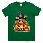 Halloween Pumpkin Witch Fall Autumn Illustration T-Shirt - Green